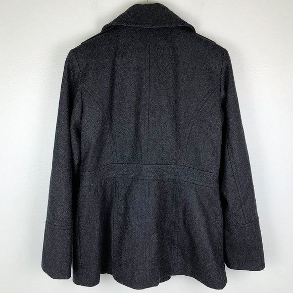 Michael Kors Charcoal Double-Breasted Wool Peacoat - Picture 4 of 11